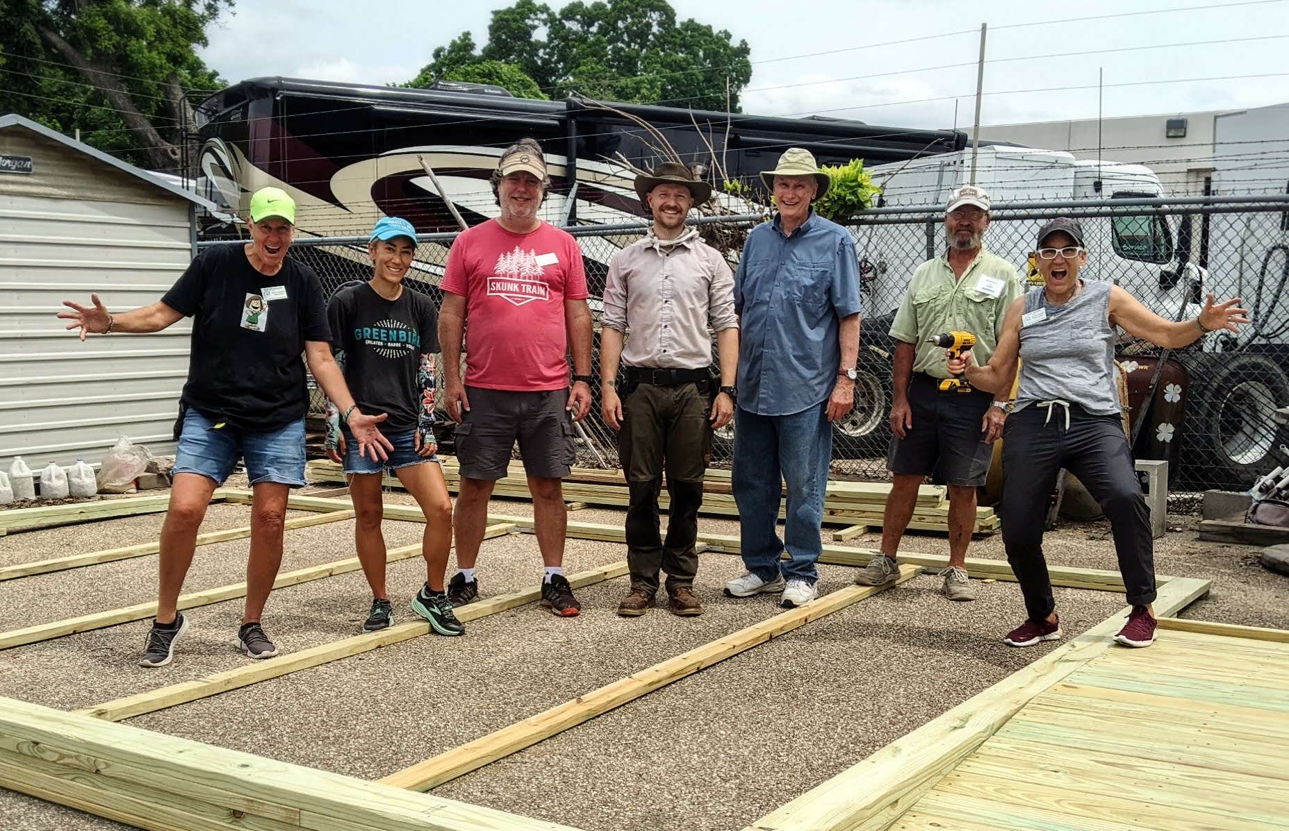 Travis County Master Gardeners building greenhouse foundation