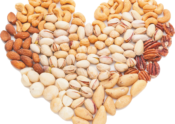nuts arranged in a heart shape