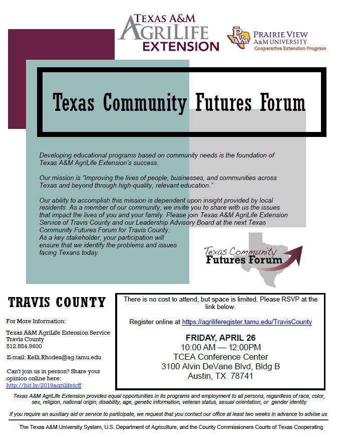 Texas Community Futures Forum, Friday April 26, 2019