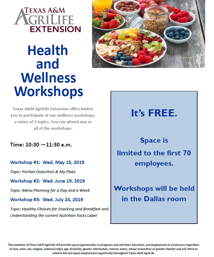 health&wellness workshop May 15, 2019