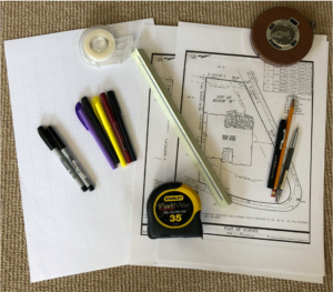 Plat map and graphing supplies to start your landscape master plan
