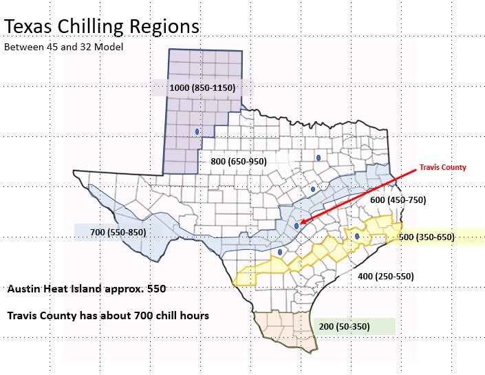 Texas Chill Hour map