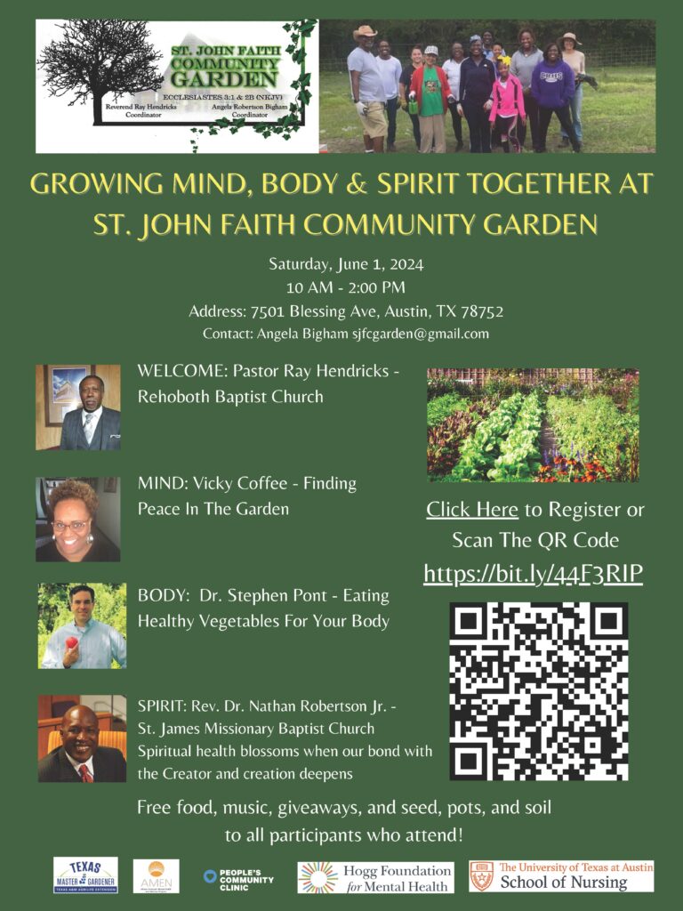 seed giveaway at the St. John Faith Community Garden event flyer