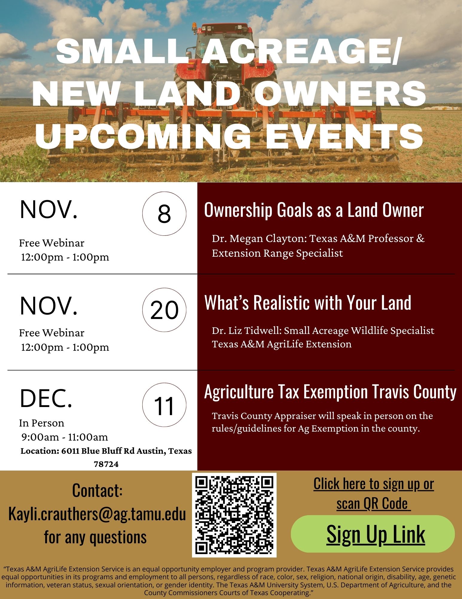 Small Acreage/ New Landowners - Urban Programs Travis County
